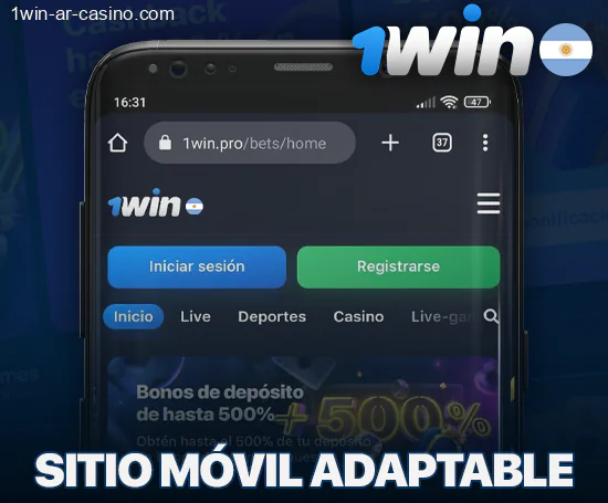 Versión móvil del sitio 1Win