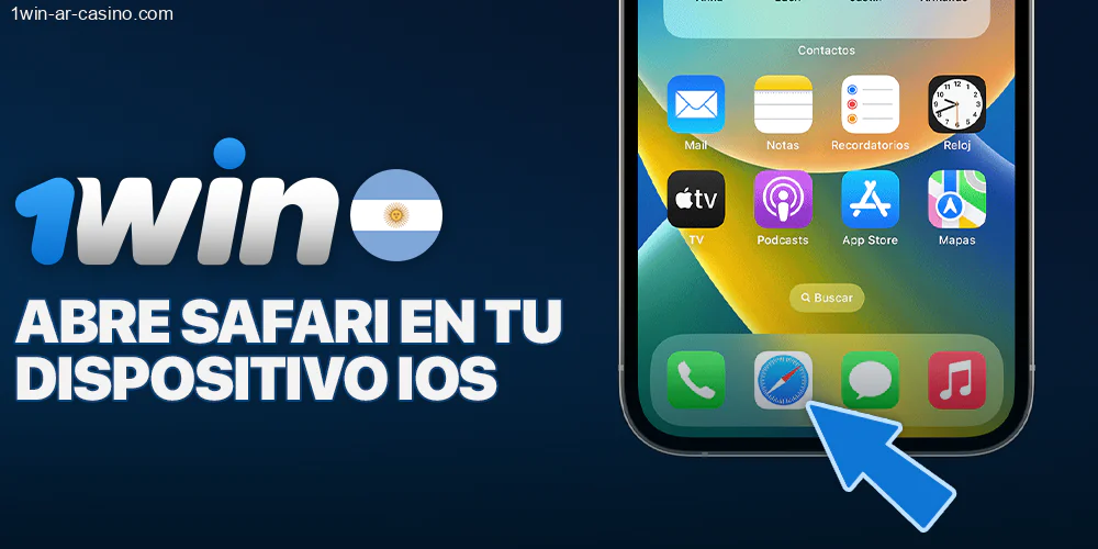 abra el navegador safari en su iPhone para ir al sitio web de 1Win