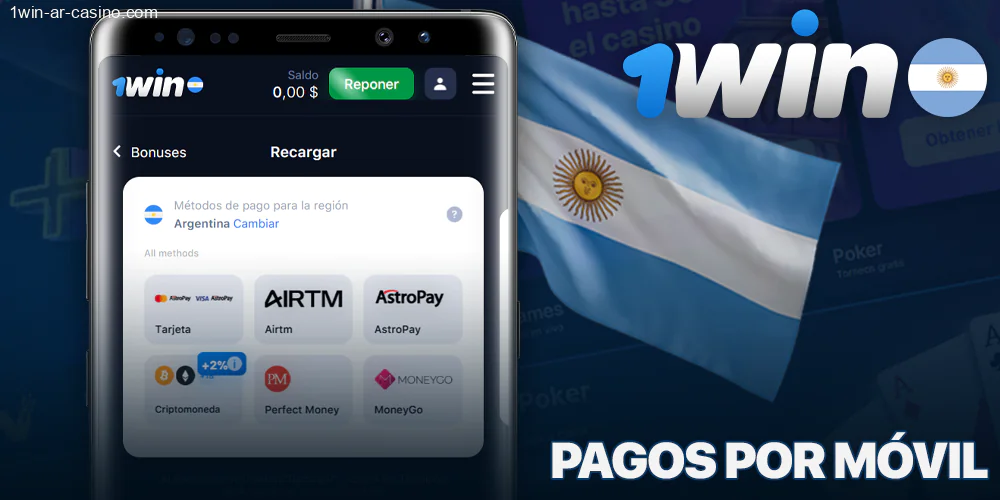 Métodos de pago en la aplicación 1Win en Argentina