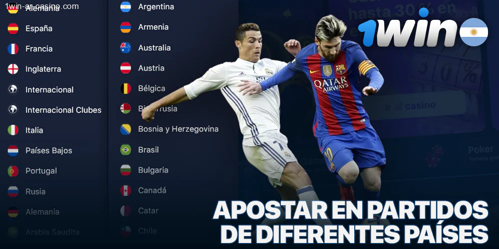 Apuestas de fútbol en 1Win para partidos de diferentes países