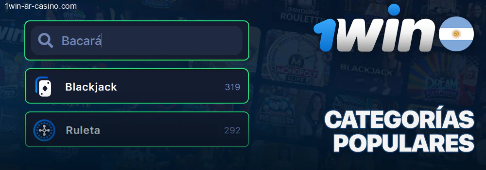 Categorías populares en 1Win Casino en Vivo