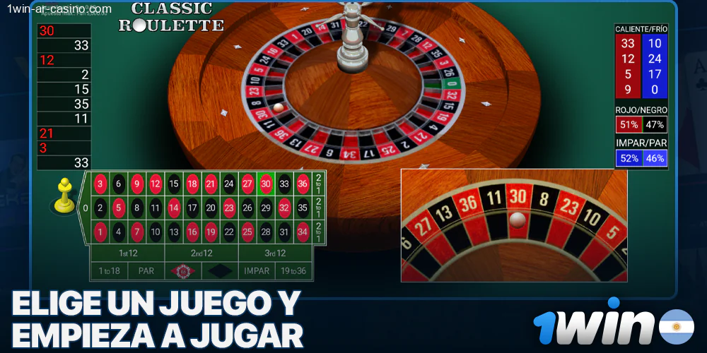 Elige un juego y empieza a jugar al Ruleta con 1Win