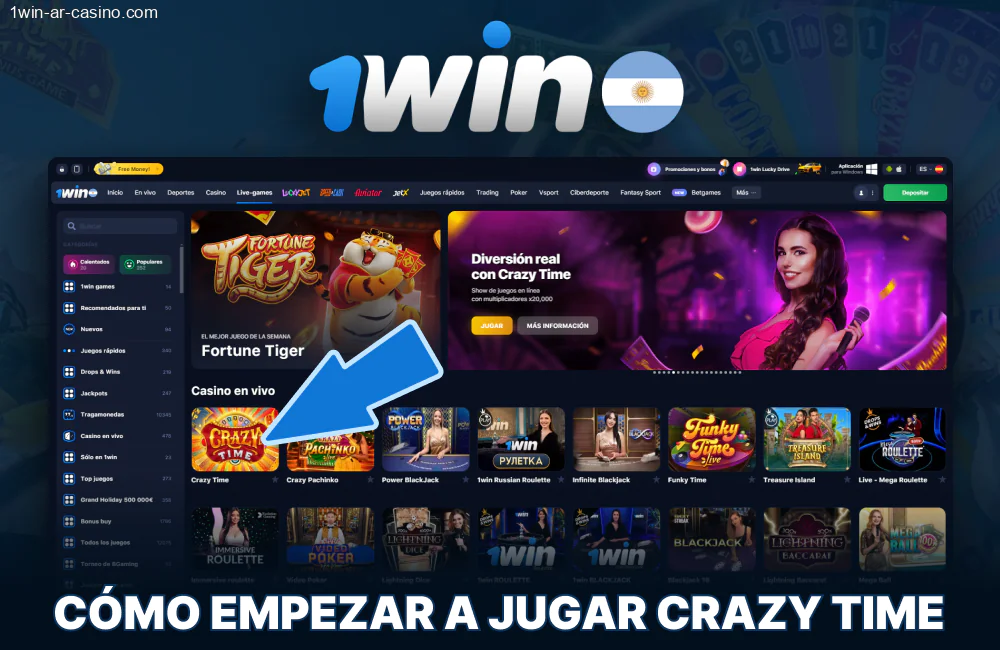 Cómo jugar a 1win AR Crazy time