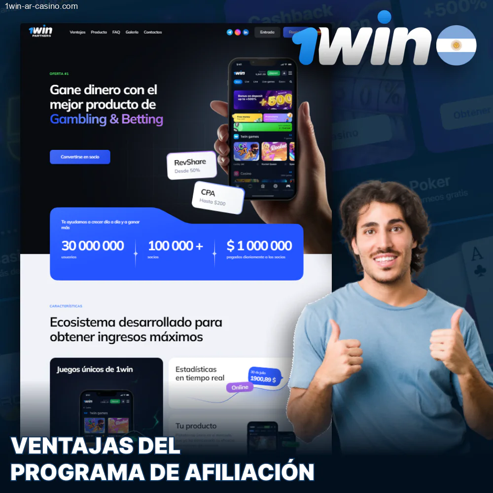 Beneficios del programa de afiliación 1win AR