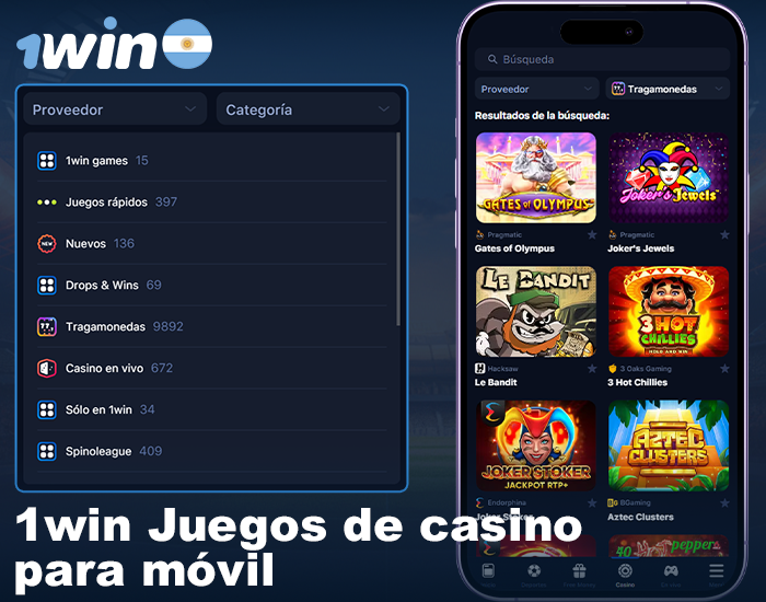 Juegos de casino en la app 1win