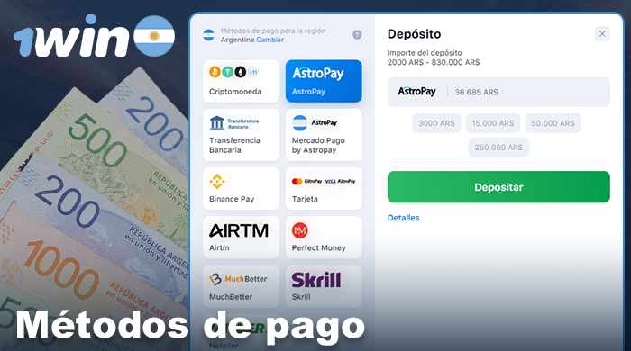 Opciones bancarias de 1win