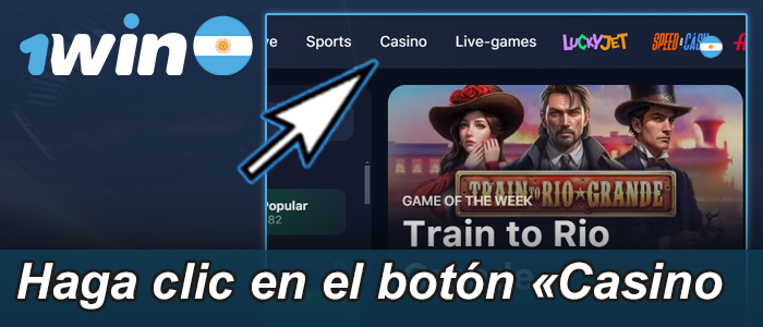 Haga clic en el botón Casino de la cabecera del sitio web